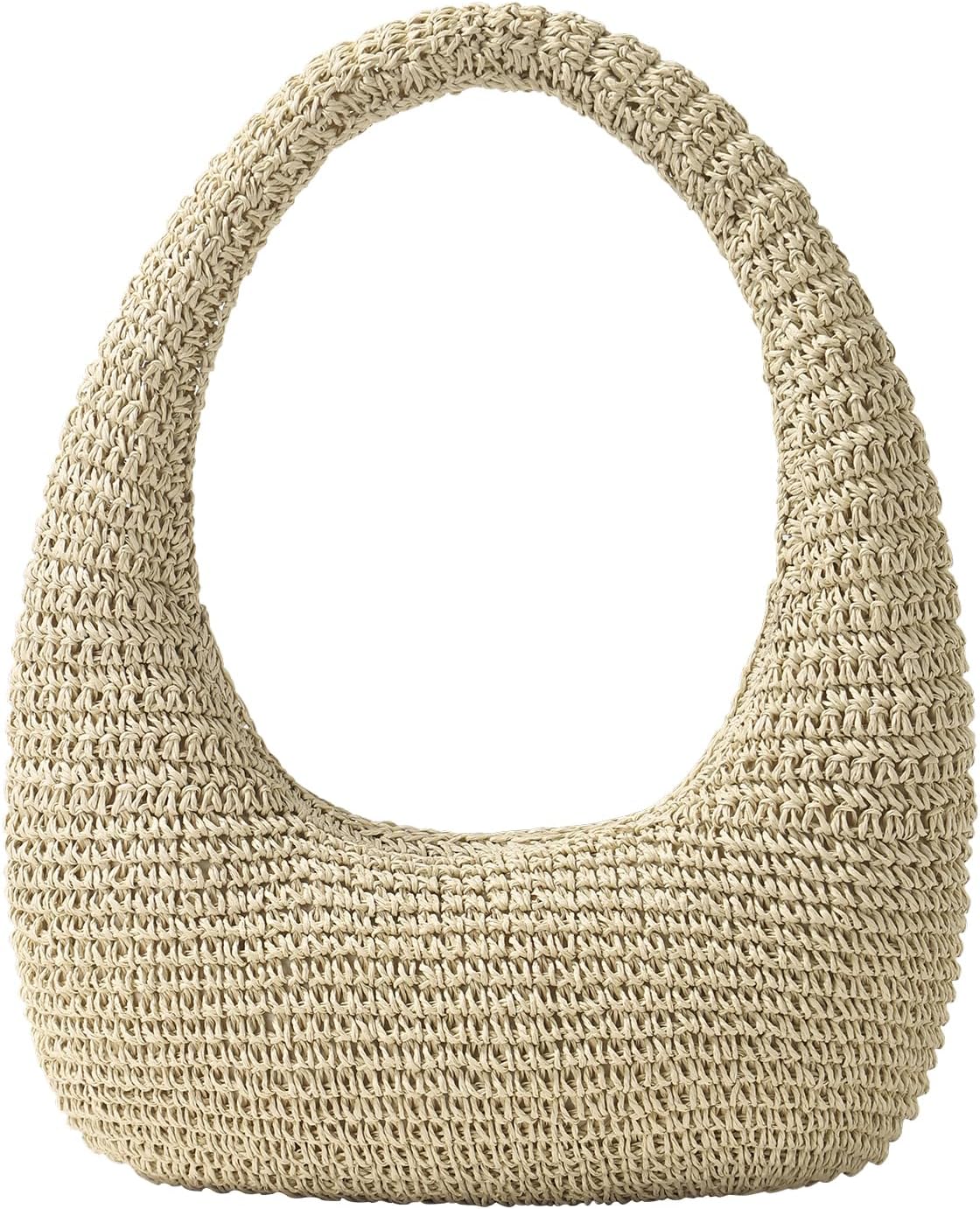 Straw Beach Bag for Women, Summer Tote Bag for Vacation, Hobo Shoulder Bag for Beach Wedding Travel