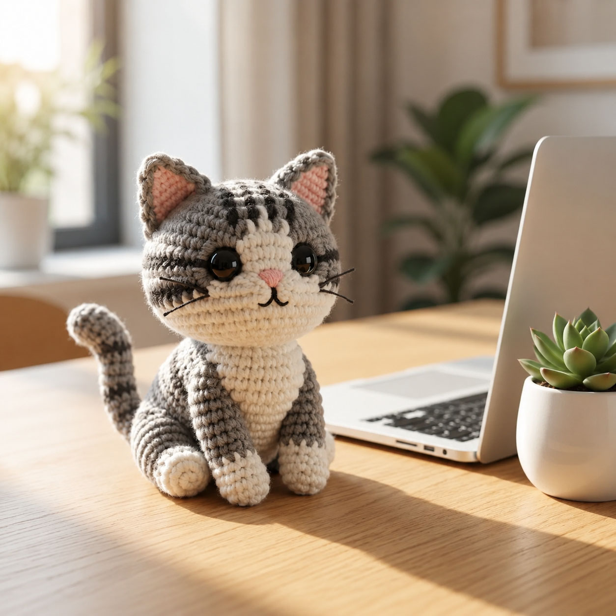 Crochet Kit for Beginners, DIY Cat Amigurumi Crochet Kit with Step-by-Step Instructions, Complete Starter Kit with Yarn, Hooks & Accessories for Adults Kids, Handmade Craft Gift