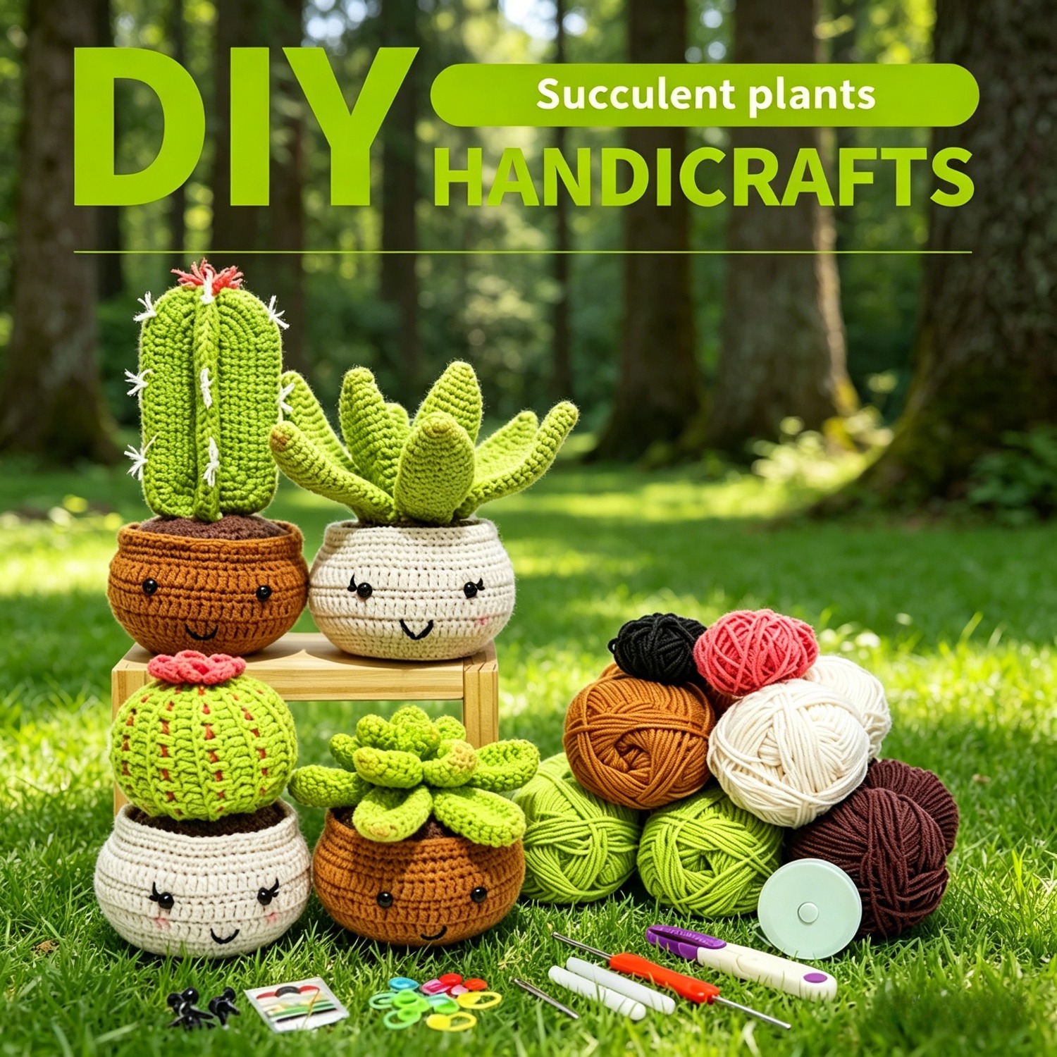 Succulent Crochet Kit for Beginners | DIY Amigurumi Set with Yarn, Hook & Video Tutorial | Hookcrafted