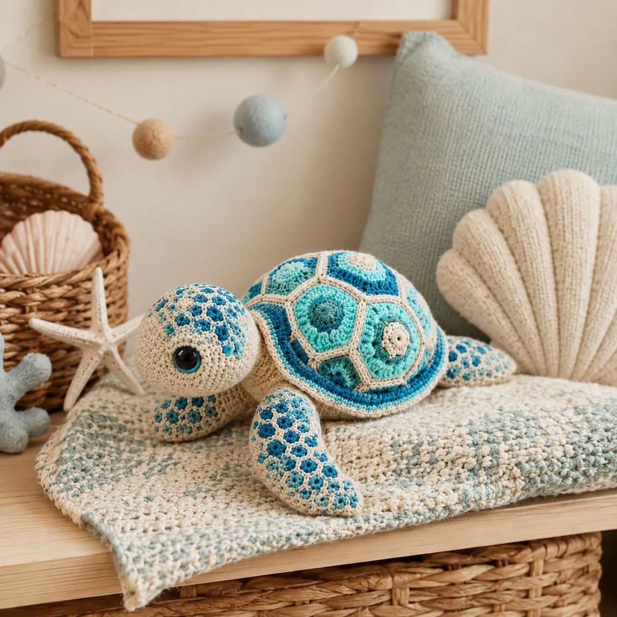 Crochet Kit for Beginners, DIY Sea Turtle Amigurumi Crochet Kit with Step-by-Step Instructions, Complete Starter Kit with Yarn, Hooks & Accessories for Adults Kids, Handmade Craft Gift-Hookcrafted