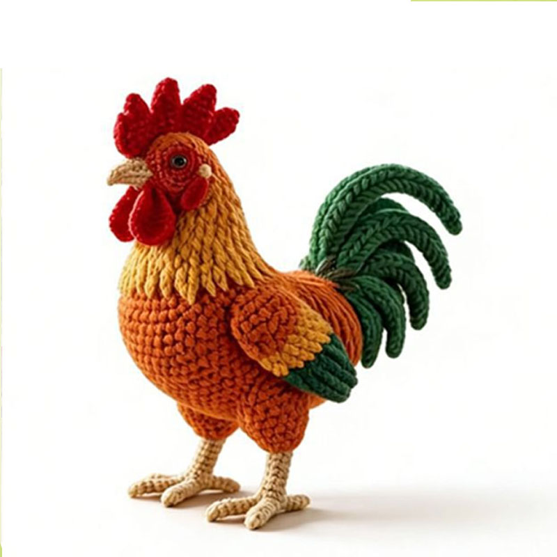 Crochet Kit for Beginners, DIY Rooster Amigurumi Crochet Kit with Step-by-Step Instructions, Complete Starter Kit with Yarn, Hooks & Accessories for Adults Kids, Handmade Craft Gift