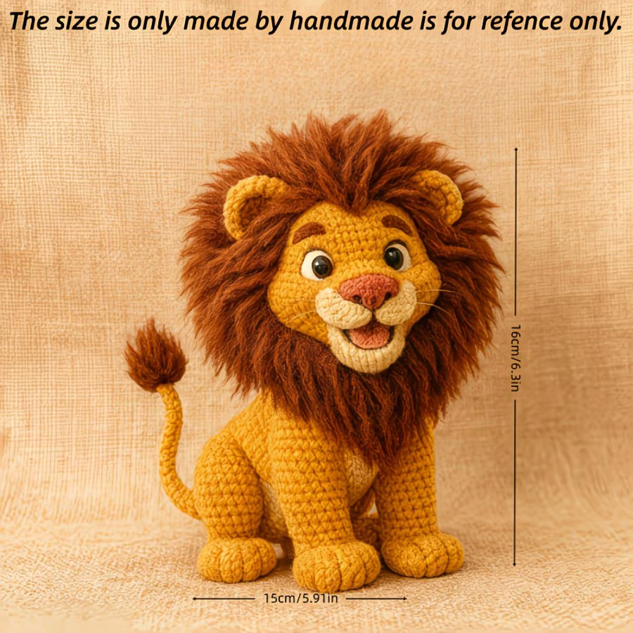 Lion Crochet Kit for Beginners – DIY Amigurumi Lion Set with Yarn, Hook & Step-by-Step Video Tutorial, Easy Knitting Kit for Handmade Craft Lovers