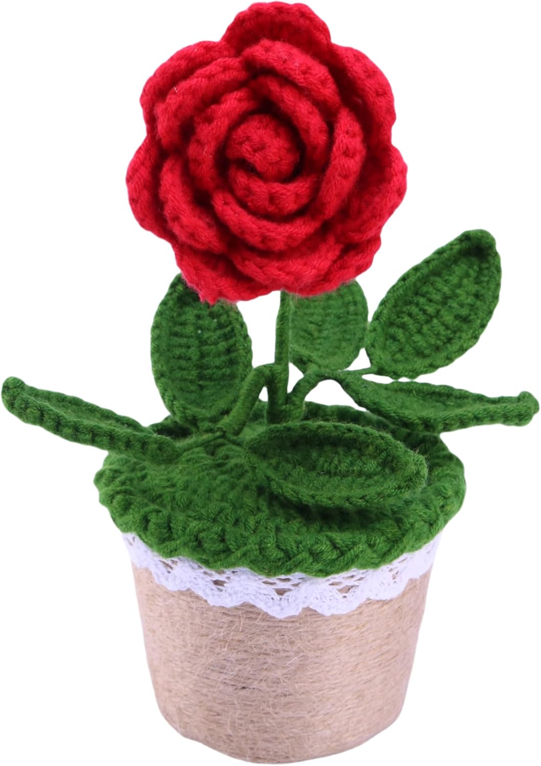 Hand-Crocheted Tulip Potted Plants, Artificial Decorative Plants on the Home Office Table, and Unique Intimate Gifts for Family, Friends and Women (Anniversary, Birthday)