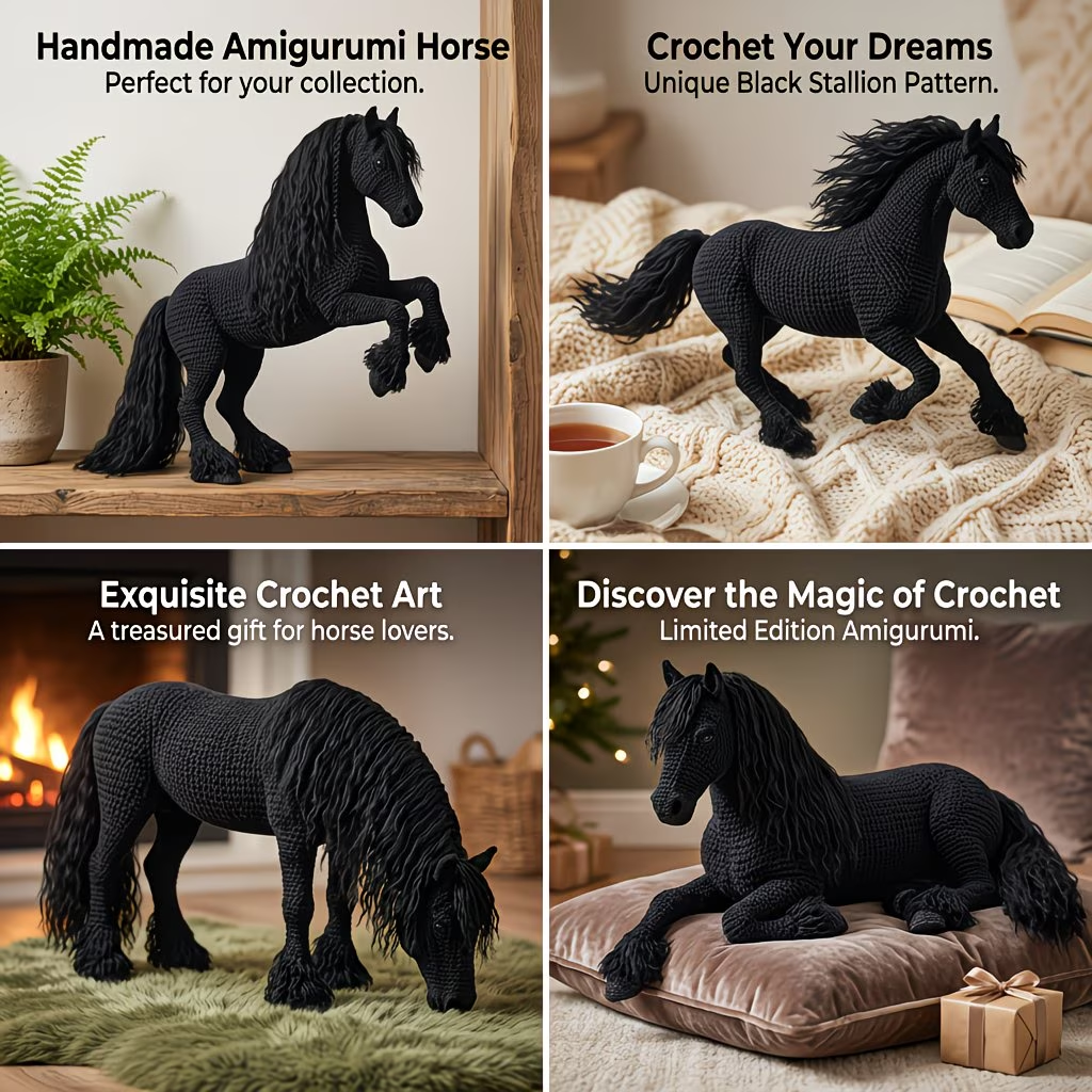 5 Style Horse Family Crochet Kit for Beginners | DIY Amigurumi Stuffed Toy Set with Full Supplies & Easy Instructions | Adorable Handmade Gift for Craft Fans