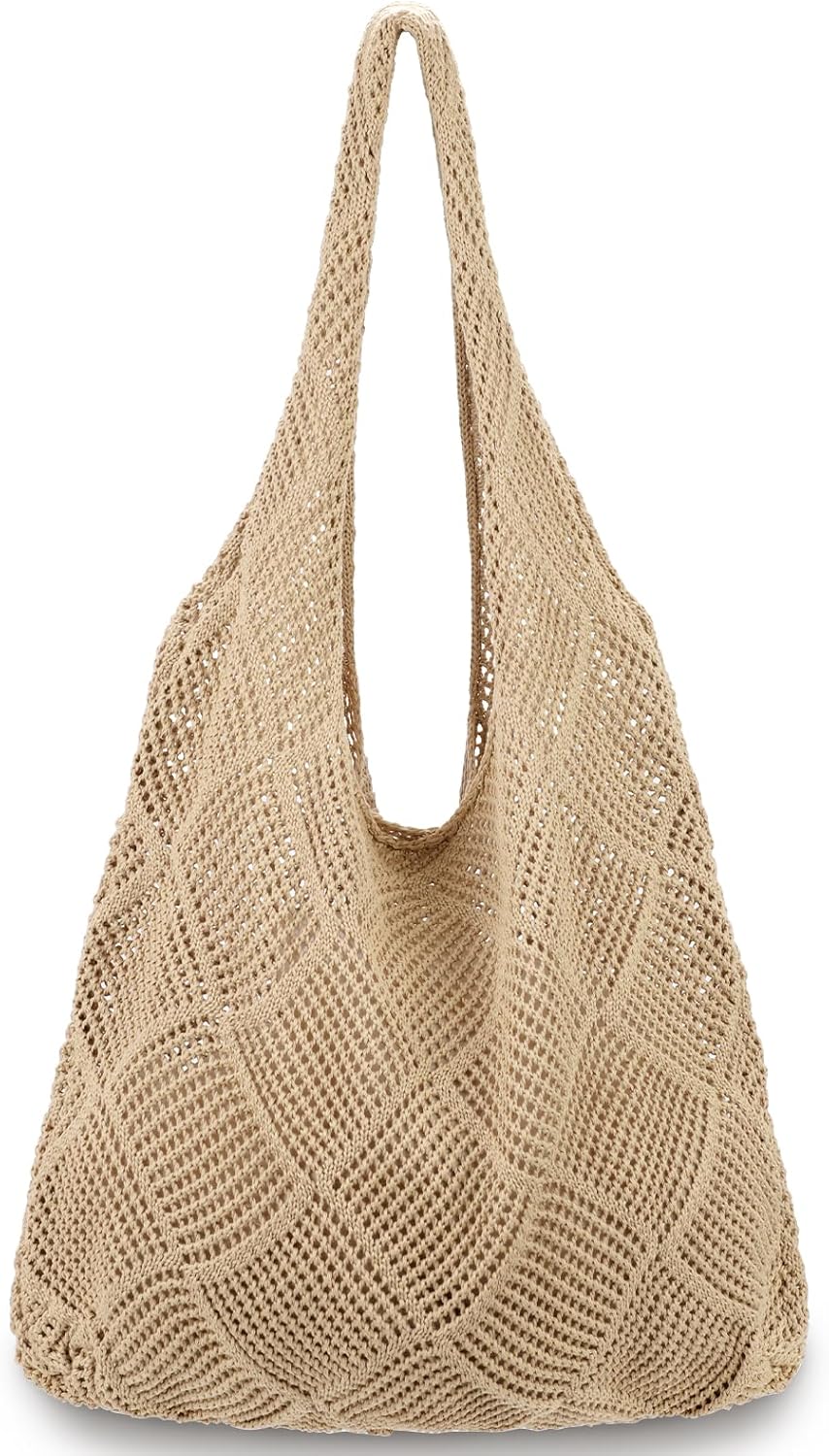 Crochet Bags for Women - Summer Beach Tote, Aesthetic Hippie Knit Bag