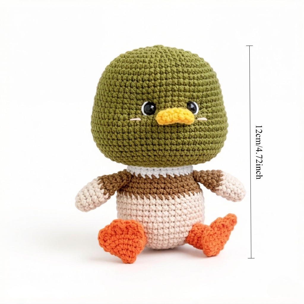 Cute Mallard Duck Amigurumi Crochet Kit, Beginner-Friendly Handmade Duck Plush Craft Set with Full Materials And Tutorial, Adorable Knitted Green-Headed Duck, Ideal Birthday Gift for Kids, Bird Fans, Home Decoration