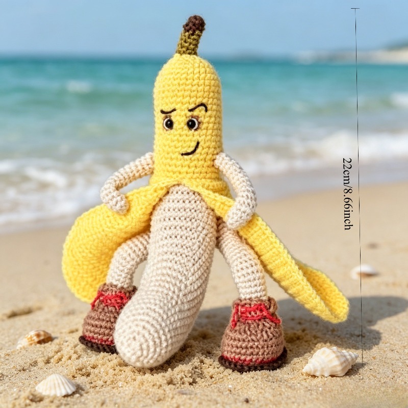 New Arrival Crochet Banana Doll Kit with Step-By-Step Written Tutorial (Unfinished Product, Crochet Required)-Hookcrafted