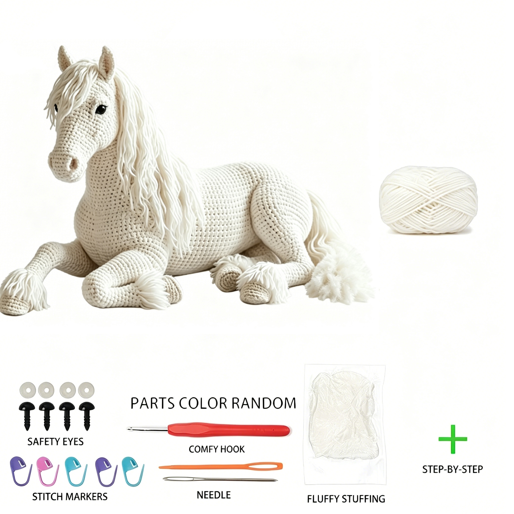 5 Style Horse Family Crochet Kit for Beginners | DIY Amigurumi Stuffed Toy Set with Full Supplies & Easy Instructions | Adorable Handmade Gift for Craft Fans