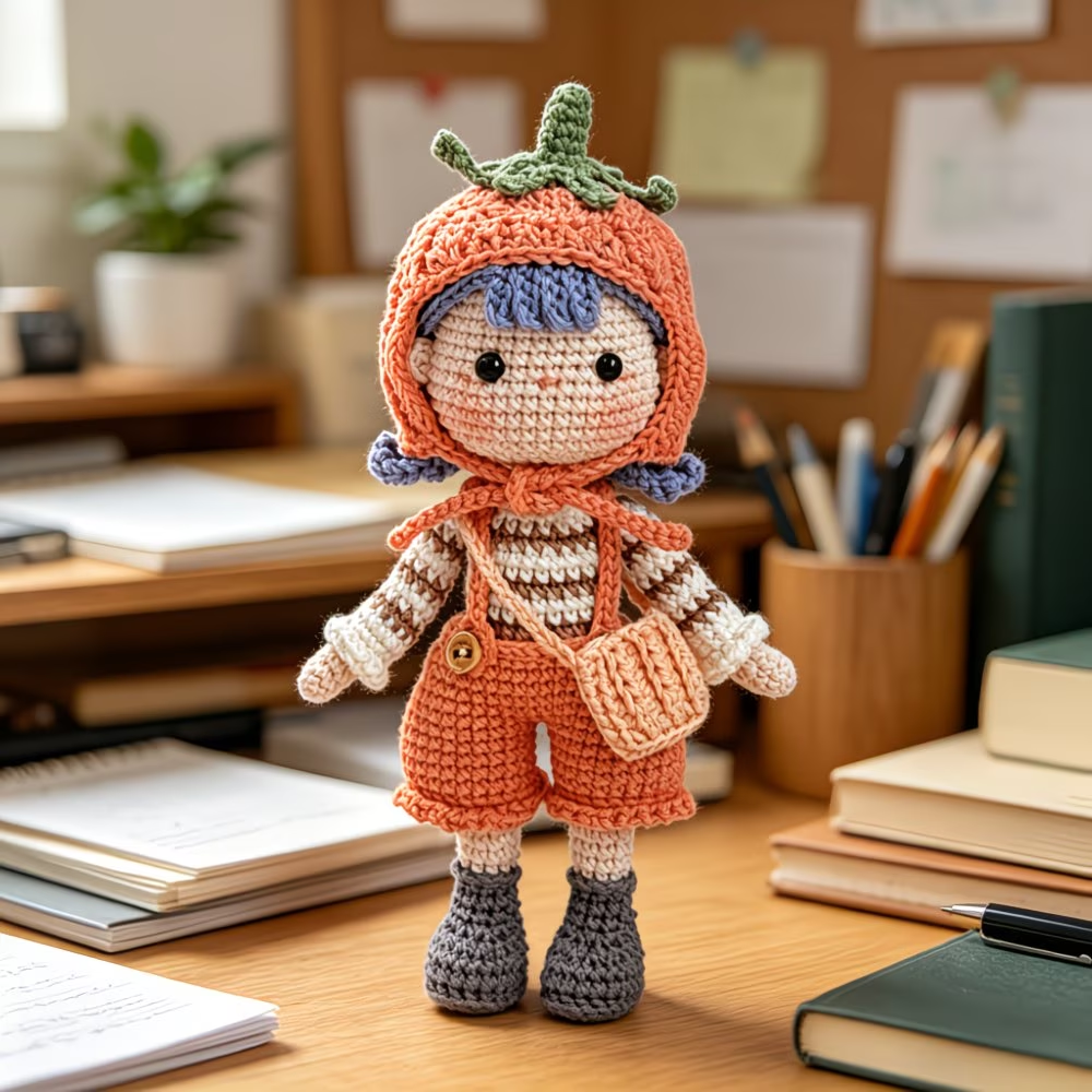 Tomato Hat Doll Crochet Kit for Beginners | DIY Amigurumi Stuffed Doll Set with Yarn, Hook & Step-by-Step Tutorial | Cute Handmade Gift for Craft Lovers