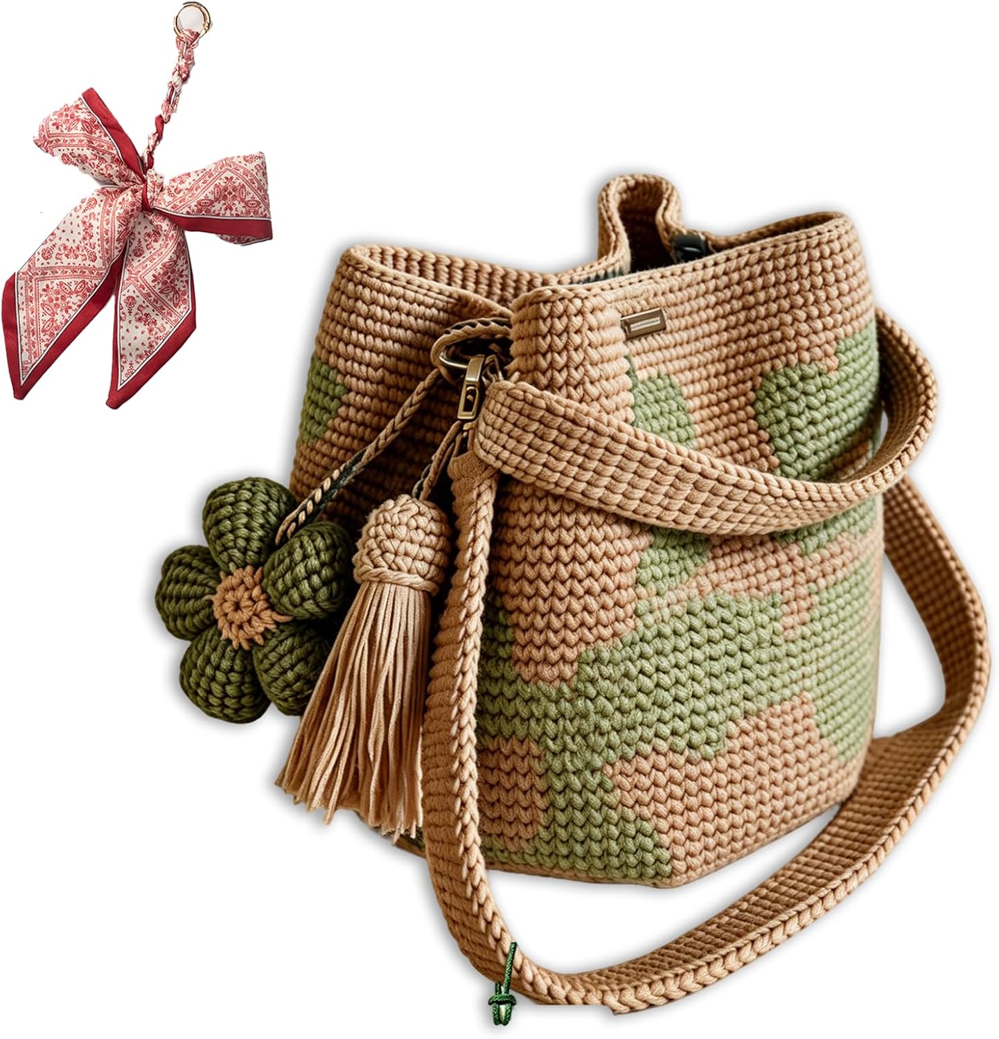 Handmade Crochet Flower Tote Knit, Summer Vacation Travel Floral Purse Bag, Boho Beach Handbags, for Women Vacation
