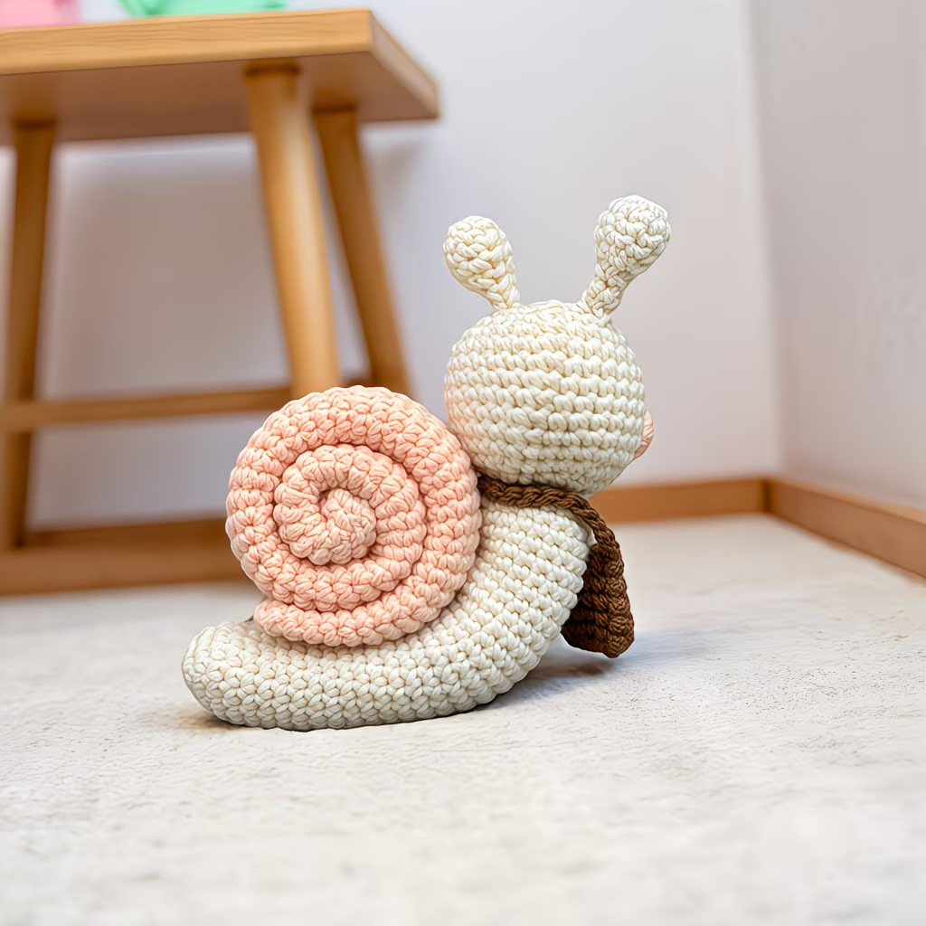 Cute Snail Crochet Plush Kit for Beginners | DIY Amigurumi Stuffed Animal Set with Yarn, Hook & Step-by-Step Tutorial | Sweet Handmade Gift for Nature Lovers