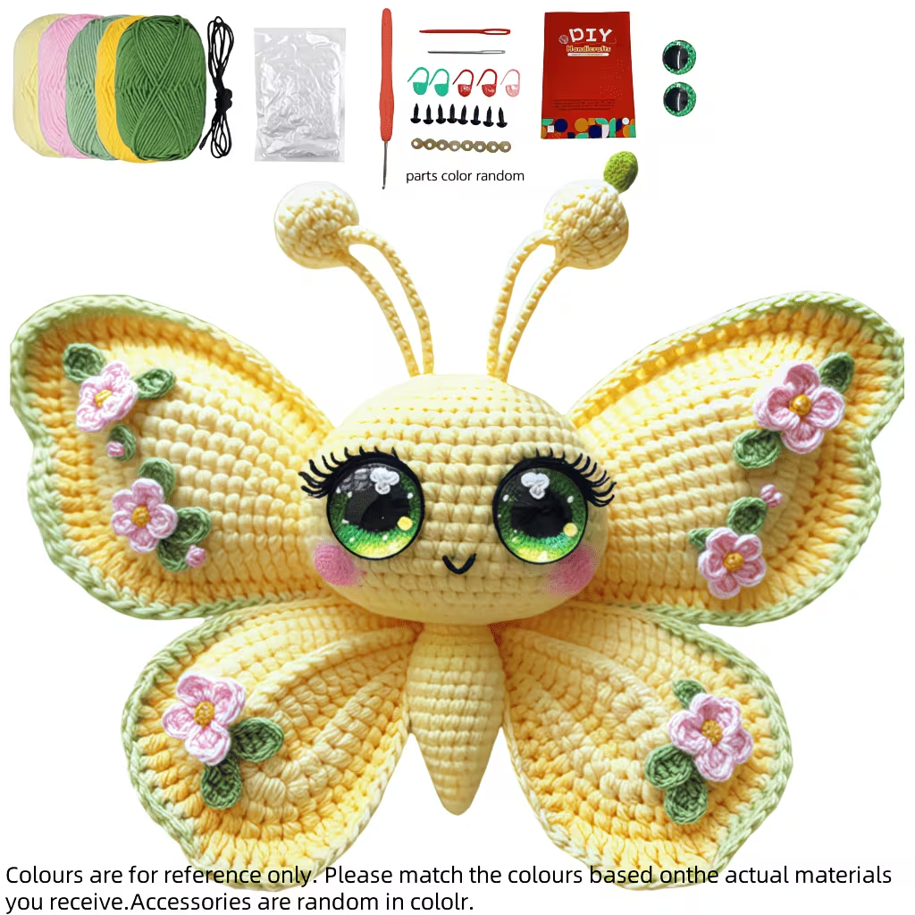 Pastel Butterfly Crochet Kit for Beginners | DIY Amigurumi Stuffed Toy Set with Full Supplies & Easy Instructions | Adorable Handmade Gift for Craft Fans
