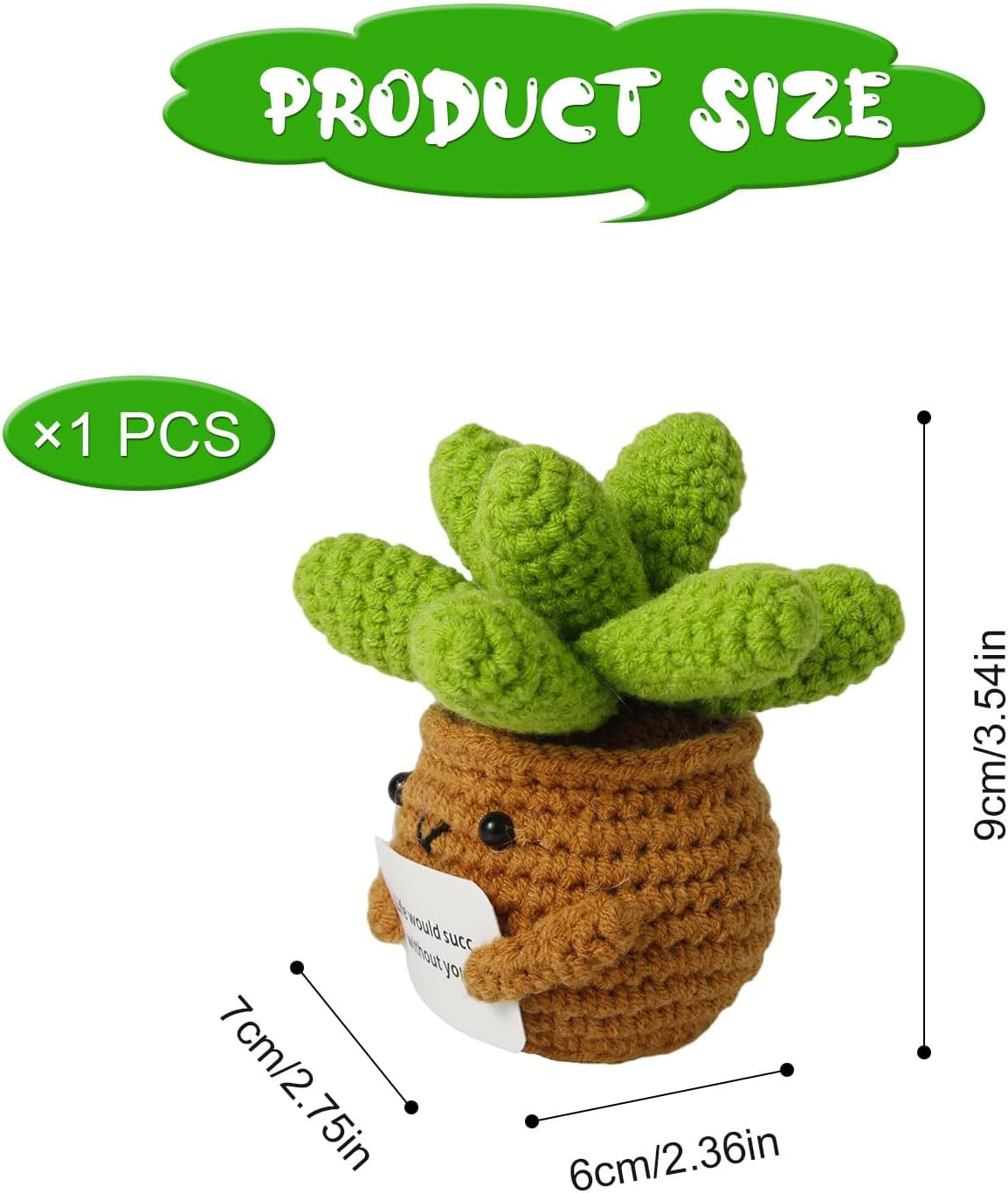 Crochet Potted Plants, Creative Knitted Potted Plants Mini Cute Emotional Positive Life Potato Doll Ornaments Gifts for Adults Kids Friends Home Office Desk Decoration