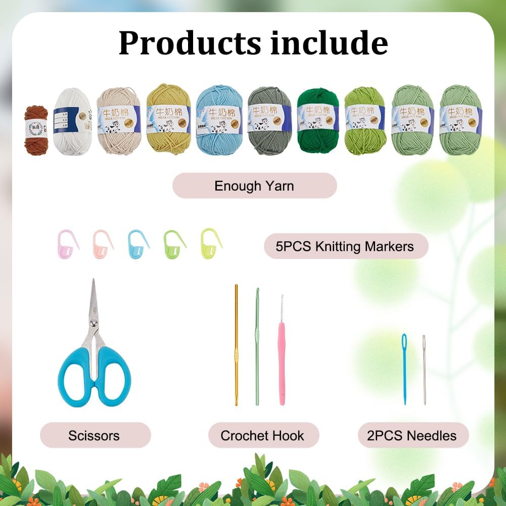 DIY Crochet Tote Bag Kit for Adults, Green Granny Square Shoulder Bag Set for Starter, Complete Accessories Tools to Make a Bag with Instruction and Video-Hookcrafted