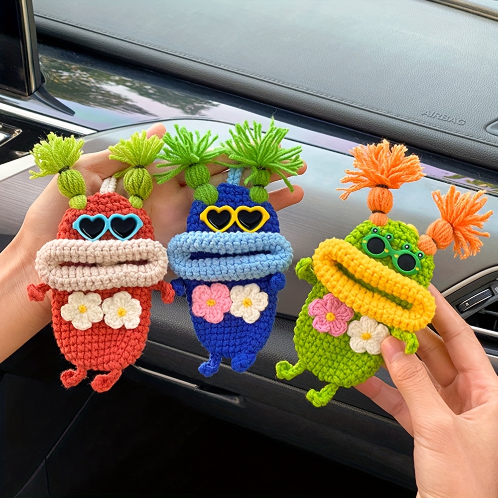 Women's Cute Monster Key Holder & Car Key Case - Soft Plush-like Texture with Heart Eyes & Monster Face - Red/Blue/Green Car Key Protector, Gift for Female Drivers, Keychain Accessory (Compatible with Most Keys)-Hookcrafted