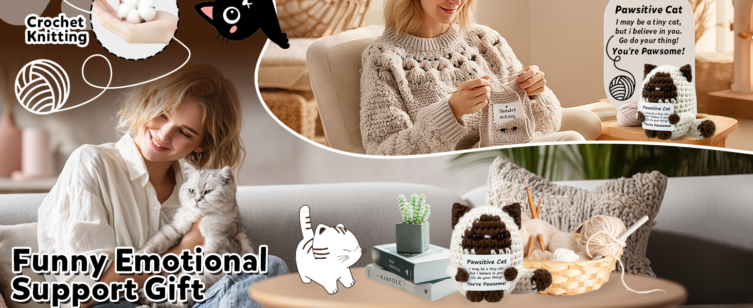 Handmade Positive Crochet Cat