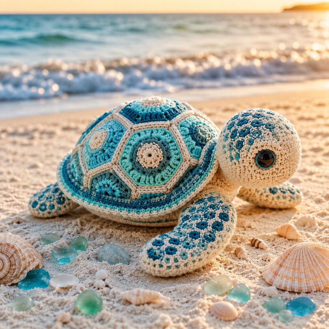 Crochet Kit for Beginners, DIY Sea Turtle Amigurumi Crochet Kit with Step-by-Step Instructions, Complete Starter Kit with Yarn, Hooks & Accessories for Adults Kids, Handmade Craft Gift-Hookcrafted