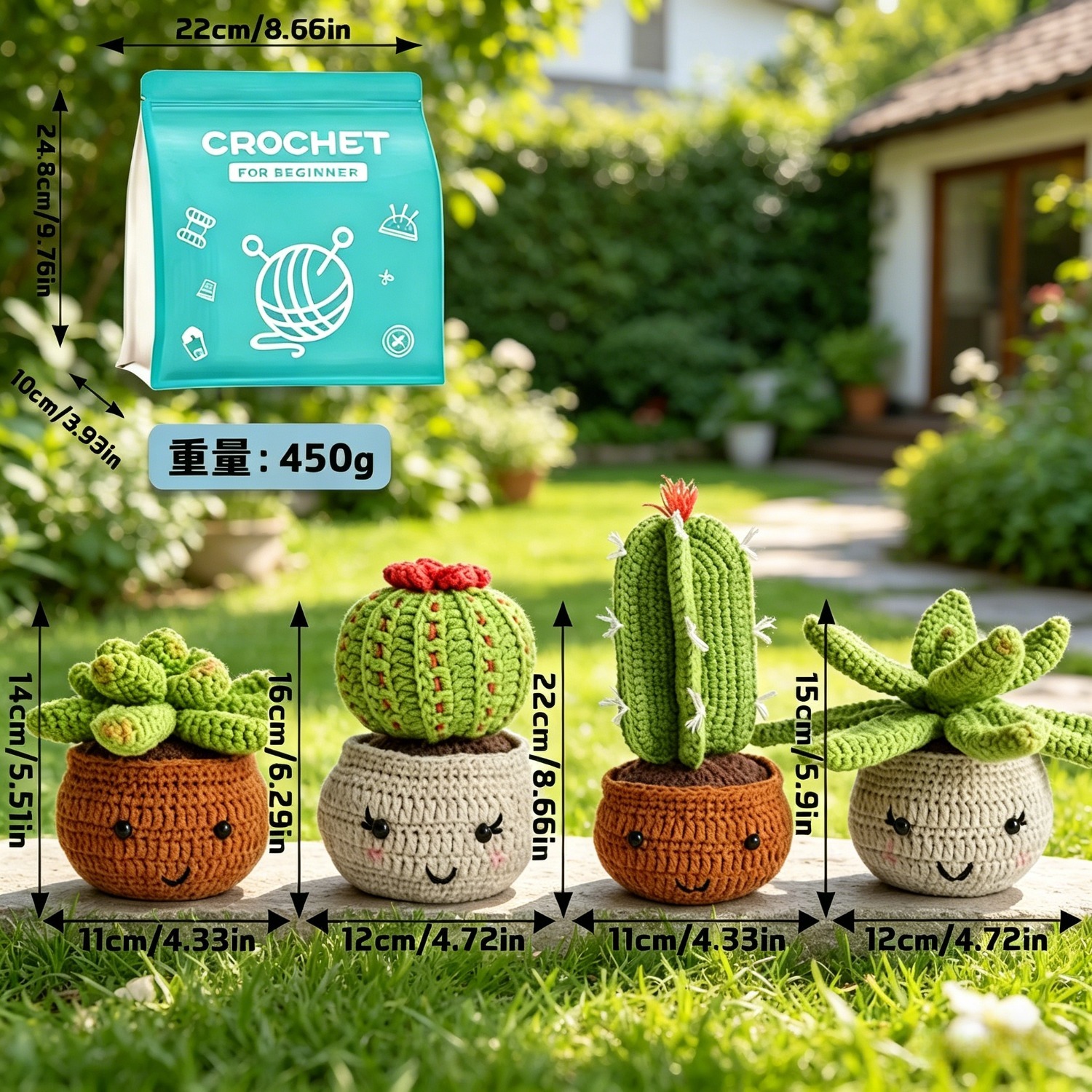 Succulent Crochet Kit for Beginners | DIY Amigurumi Set with Yarn, Hook & Video Tutorial | Hookcrafted