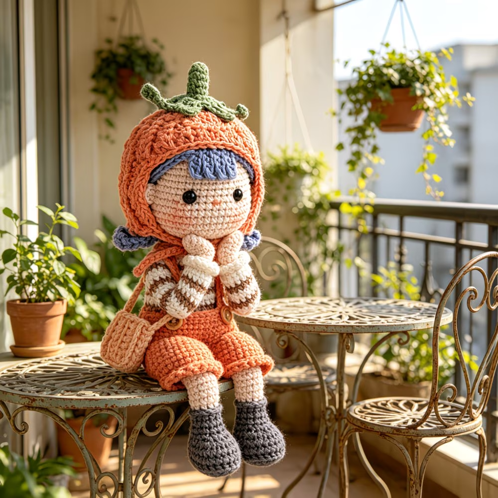 Tomato Hat Doll Crochet Kit for Beginners | DIY Amigurumi Stuffed Doll Set with Yarn, Hook & Step-by-Step Tutorial | Cute Handmade Gift for Craft Lovers