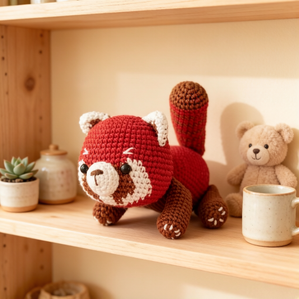 1pc Complete DIY Red Panda Crochet Kit for Beginners with Yarn, Tools & Tutorial - Handmade Amigurumi Plush Toy Suitable for Kids & Adults, Easy Craft Project, - Yarn for, Perfect Gift for Adults And-Hookcrafted