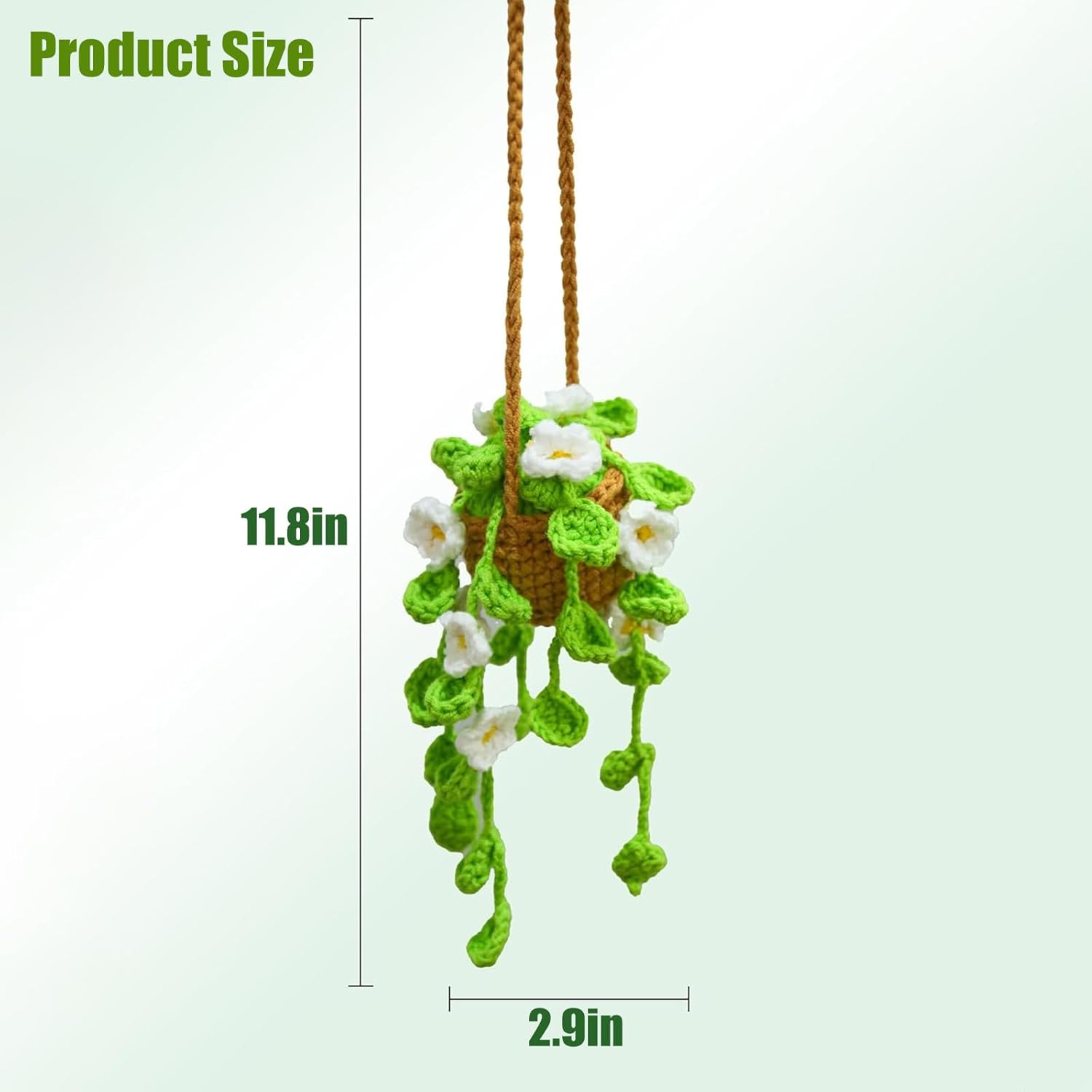 Crochet Potted Plants Car Mirror Hanging Accessories, Cute Car Decorations for Women Men, Handmade Knitted Rearview Mirror Accessories Home Crochet Plant Decor Gifts