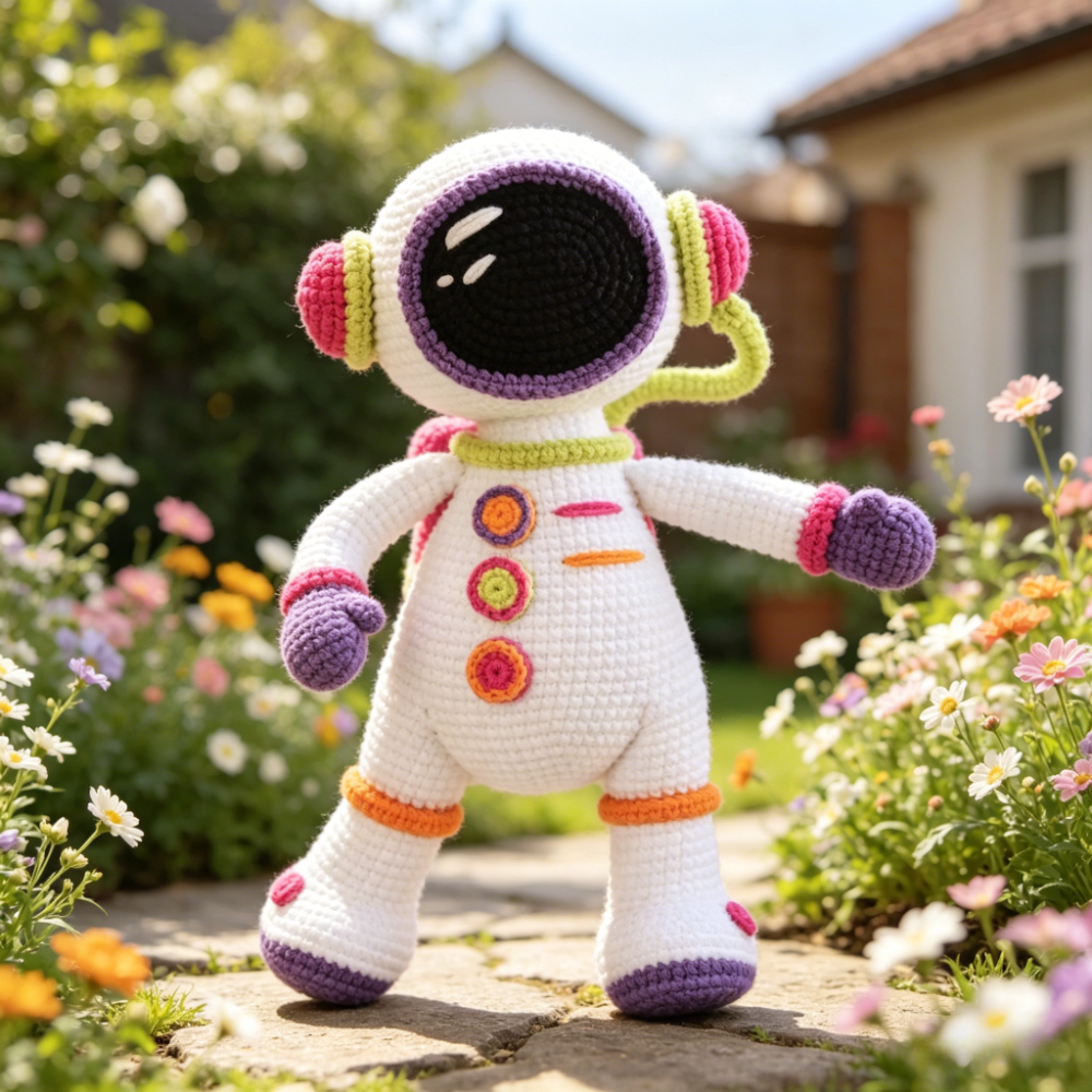 Complete DIY Astronaut Crochet Kit for Beginners Suitable for Kids & Adults - Soft Yarn Amigurumi Craft with Crochet Hooks, Safety Eyes, Step-by-Step Instructions, Handmade Spaceman Plush Toy, Birthday Christmas Gift for &-Hookcrafted