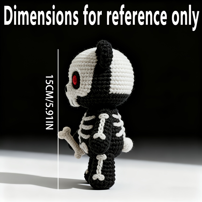 1pc Skull Bear DIY Crochet Kit - Extra 30% Soft Yarn + Tutorial Adult Handmade Car Ornament