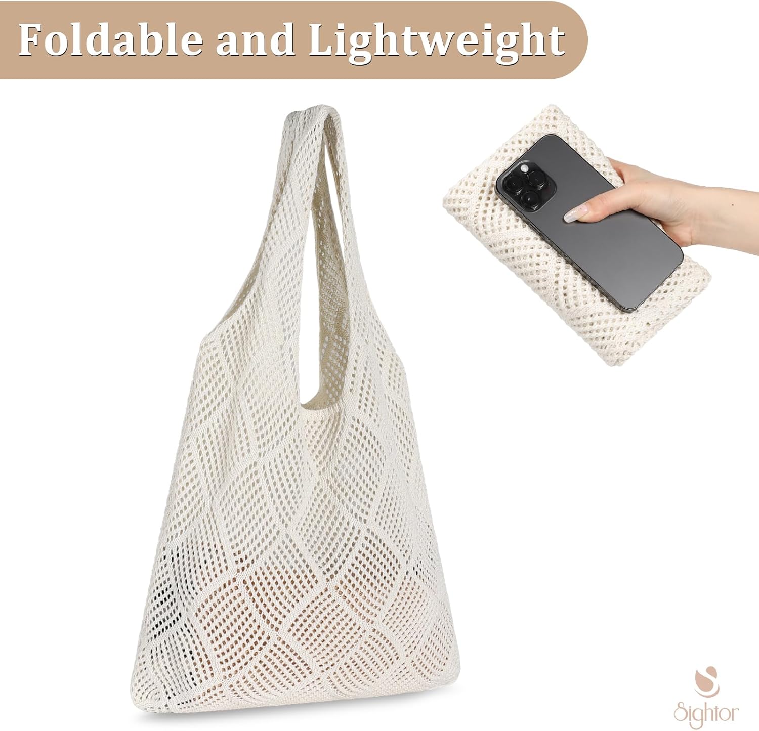Crochet Tote Bag, Mesh Beach Bag Knit Summer Hobo Bag Vacation Boho Tote Bag for Women