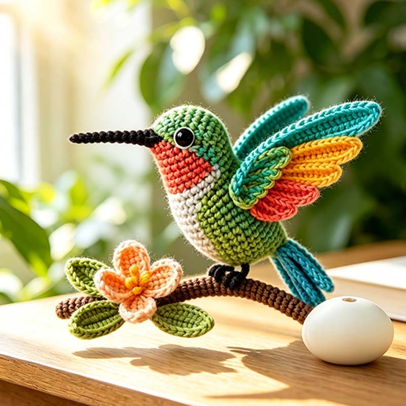 Crochet Kit for Beginners, DIY Hummingbird Amigurumi Crochet Kit with Step-by-Step Instructions, Complete Starter Kit with Yarn, Hooks & Accessories for Adults Kids, Handmade Craft Gift