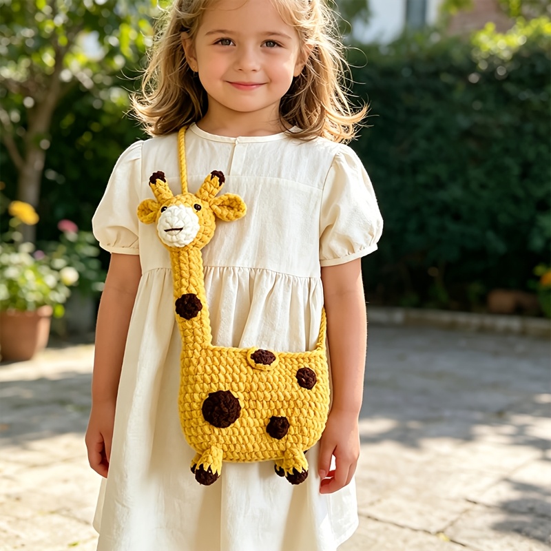 Strip Giraffe Bag Material Pack, Suitable for Beginner And Intermediate Crochet Knitting Tool Kit, Includes Materials, Animal Knitting Craft Set, Ideal for Adult Knitting Entry