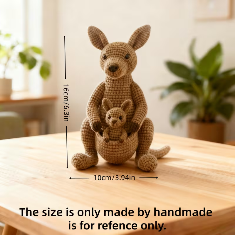 Adorable Kangaroo Mom & Joey Crochet Kit | Complete DIY Amigurumi Stuffed Animal Set with Yarn, Hook & Step-by-Step Guide | Perfect Gift for Crocheters-Hookcrafted
