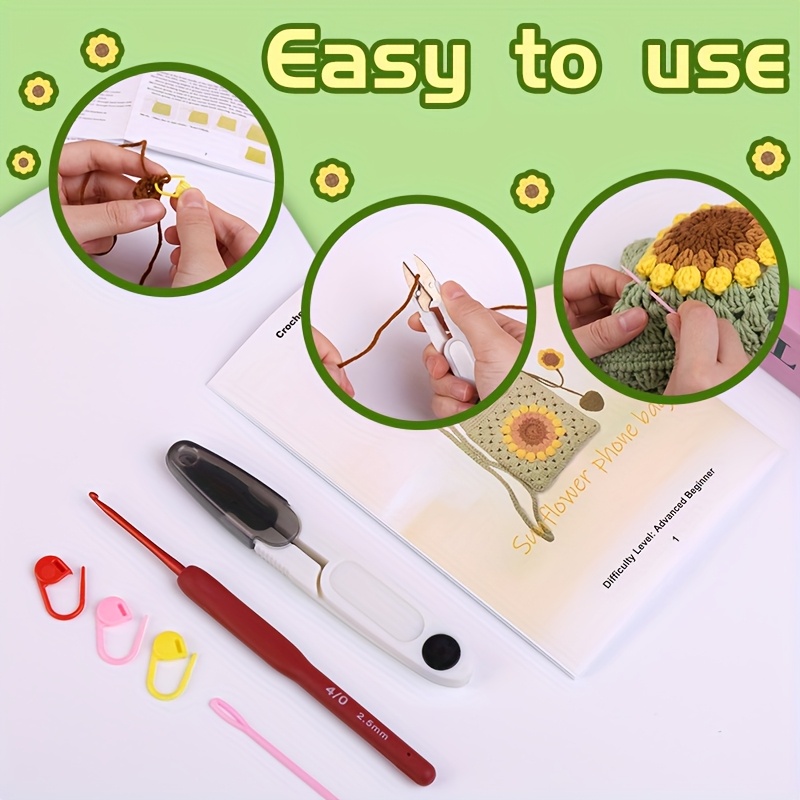 Crochet Kit for Beginners - Phone Bag Crochet Starter Kit with Video Tutorials And Yarns, Hook, Additions for Adult Knitting Craft (Random Colors)