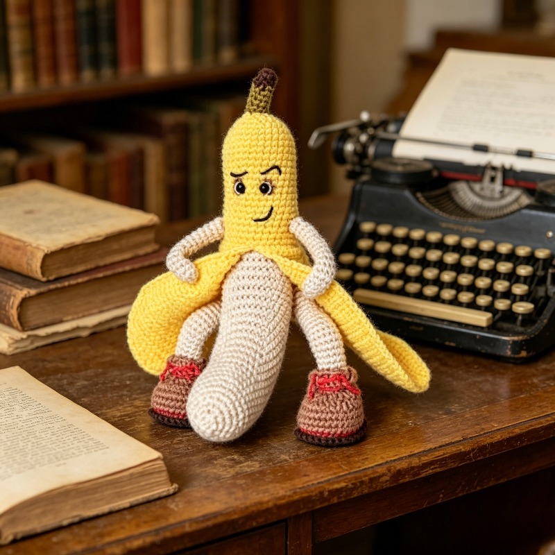 New Arrival Crochet Banana Doll Kit with Step-By-Step Written Tutorial (Unfinished Product, Crochet Required)-Hookcrafted