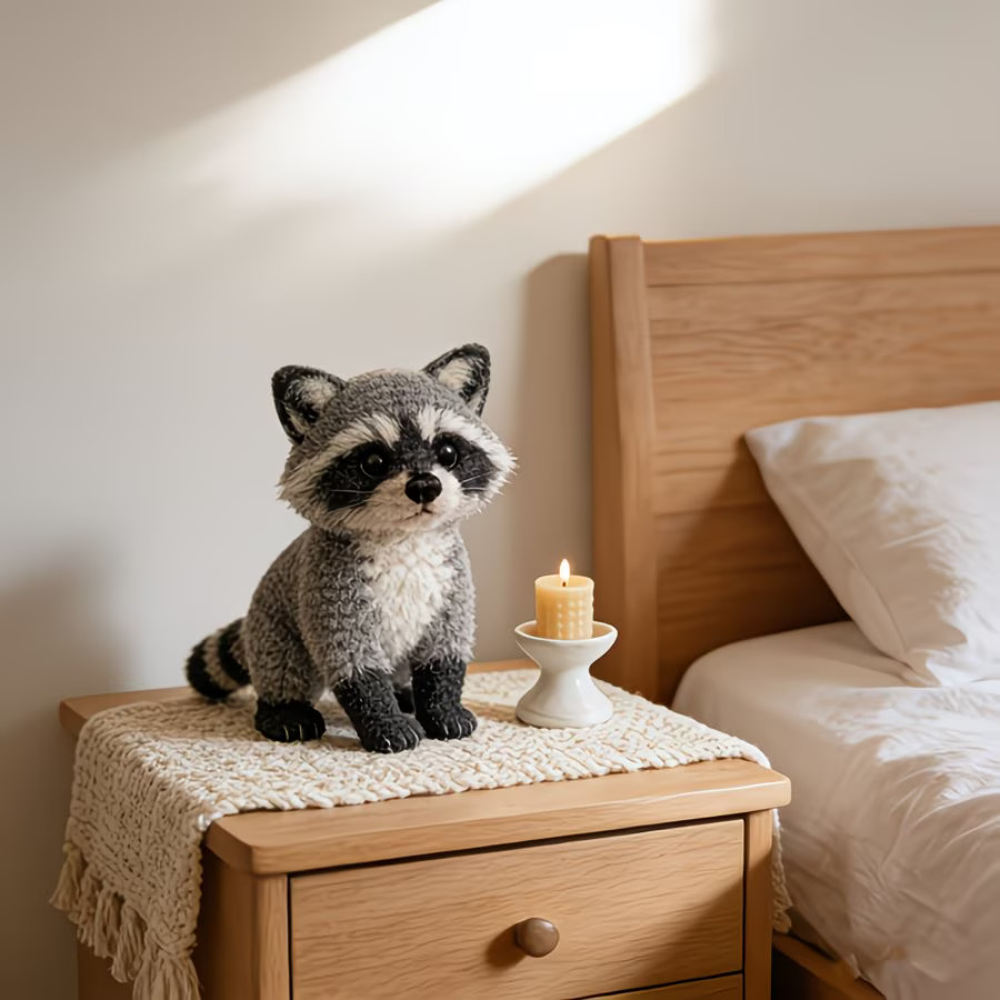 Grey Raccoon Crochet Plush Kit for Beginners | DIY Amigurumi Stuffed Animal Set with Yarn, Hook & Step-by-Step Tutorial | Cute Handmade Gift for Plush Lovers