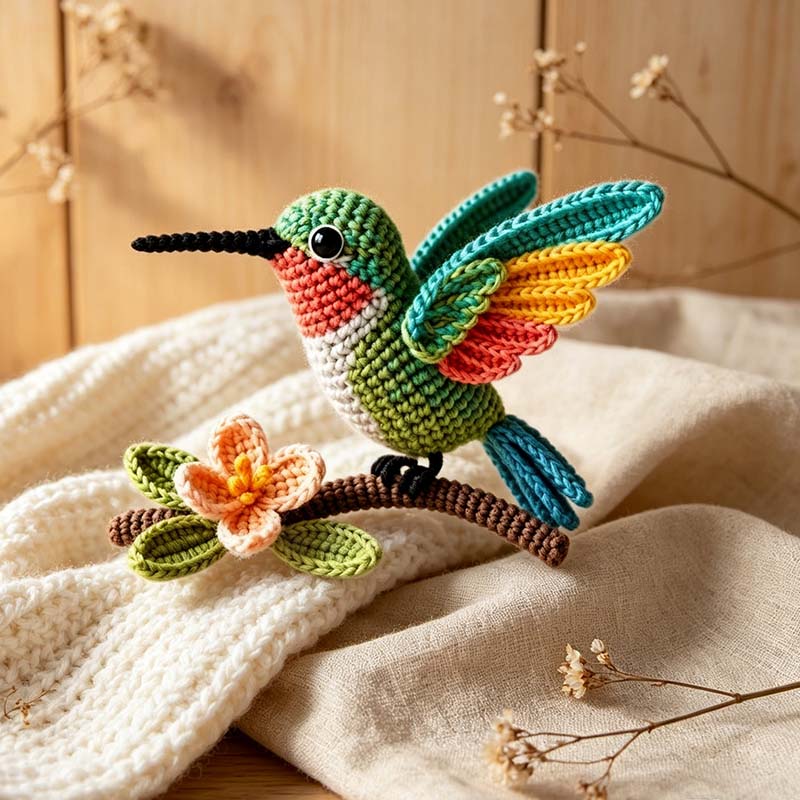 Crochet Kit for Beginners, DIY Hummingbird Amigurumi Crochet Kit with Step-by-Step Instructions, Complete Starter Kit with Yarn, Hooks & Accessories for Adults Kids, Handmade Craft Gift