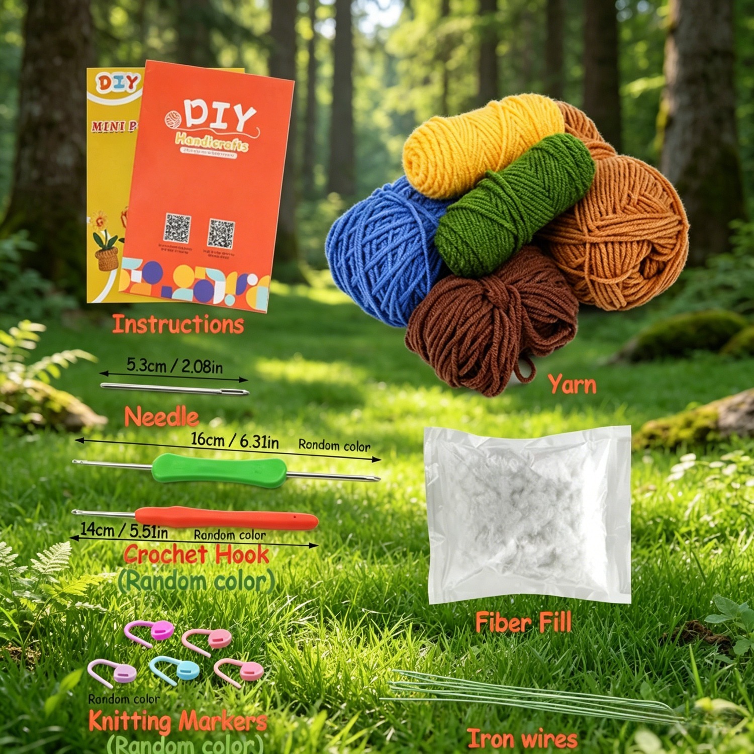6pcs Mini Flower Pot Crochet Kit for Beginners | DIY Amigurumi Potted Plant Set with Yarn, Hook & Step-by-Step Tutorial | Cute Handmade Gift for Plant Lovers