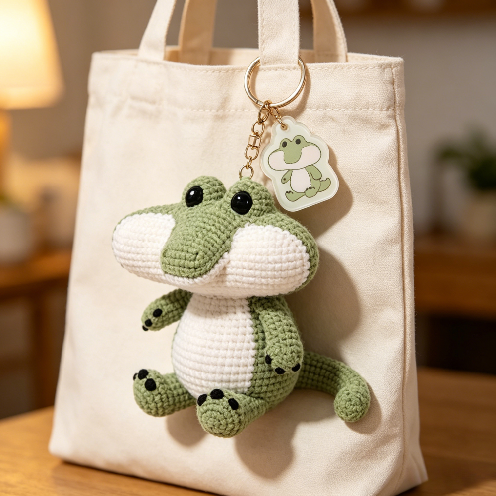 Beginner Friendly Crocodile Crochet Kit, Cute Plush Crocodile Amigurumi Crochet Starter Kit with Yarn, Hook, Needle & Accessories, Complete DIY Craft Set with Tutoria, Perfect Home Decor & Handmade Gift
