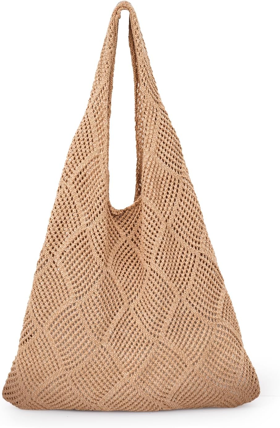 Crochet Beach Tote Bag Summer Vacation Hobo Tote Knit Bags for Women Mesh Woven Travel Crochet Purse Aesthetic Bag