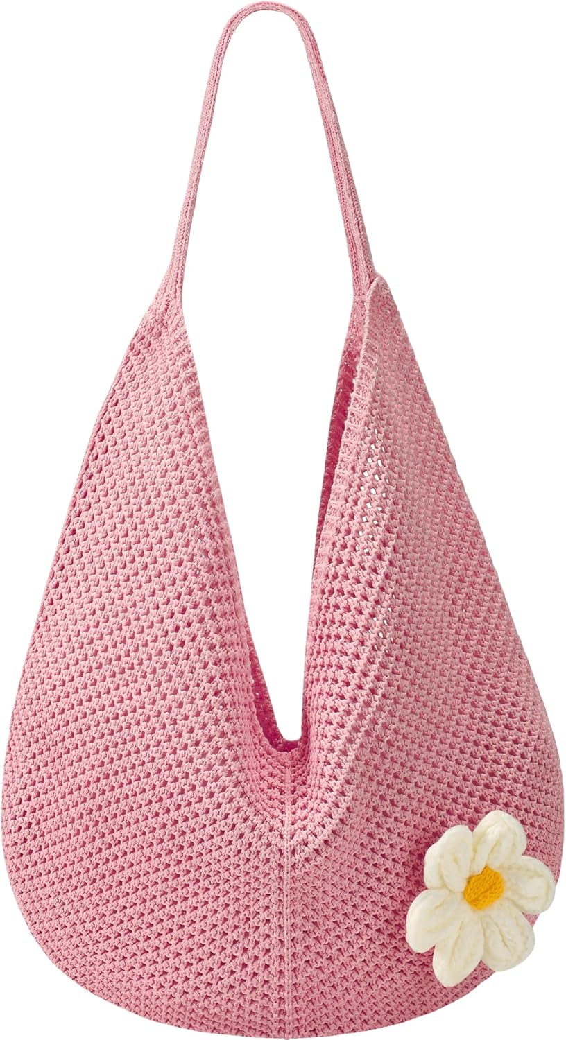 Crochet Beach Bags for Women, Summer Beach Tote Bag, Mesh Cute Beach Purse, Aesthetic Knit Bag Handbag Shoulder Bag