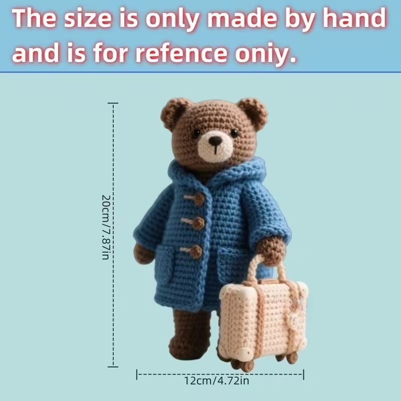1pc Cute Bear Crochet Kit for Beginners, Complete Amigurumi Plush Bear Craft Set with All Materials, Yarn, Hook & tutorial, Unfinished Handmade Knitting Material Pack, Perfect Gift for Kids & Crochet Enthusiasts, Fun Home Decor Project for Adults