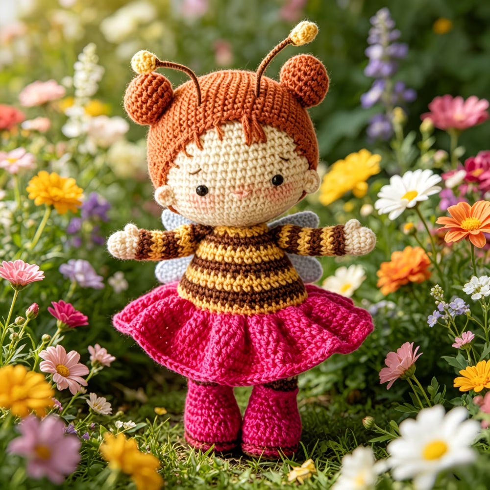 Cute Bee Girl Crochet Plush Kit for Beginners | DIY Amigurumi Stuffed Doll Set with Yarn, Hook & Step-by-Step Tutorial | Sweet Handmade Gift for Craft Lovers