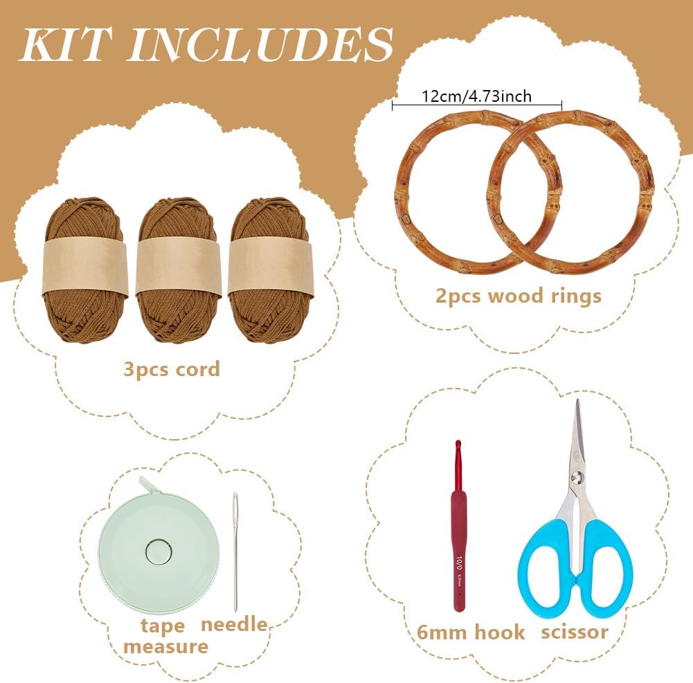 Crochet Bag Kit for Adults Caramel Colored Handbag Crochet Kit for Beginners Knitting Purse Starters Set DIY Craft Making Kit with Step-by-Step Instructions and Video Guidance