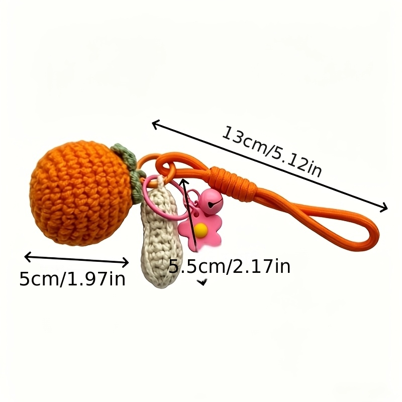 Gift for Her/Him Handmade Crocheted Persimmon Keychain, Cute Knitted Fruit Pendant, Persimmon Bag Charm, Creative Flower Key Chain