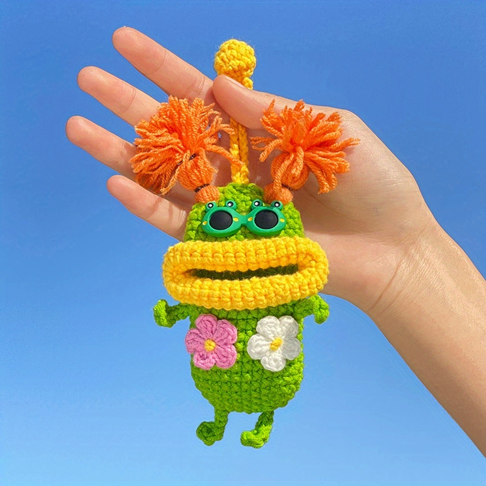 Women's Cute Monster Key Holder & Car Key Case - Soft Plush-like Texture with Heart Eyes & Monster Face - Red/Blue/Green Car Key Protector, Gift for Female Drivers, Keychain Accessory (Compatible with Most Keys)-Hookcrafted