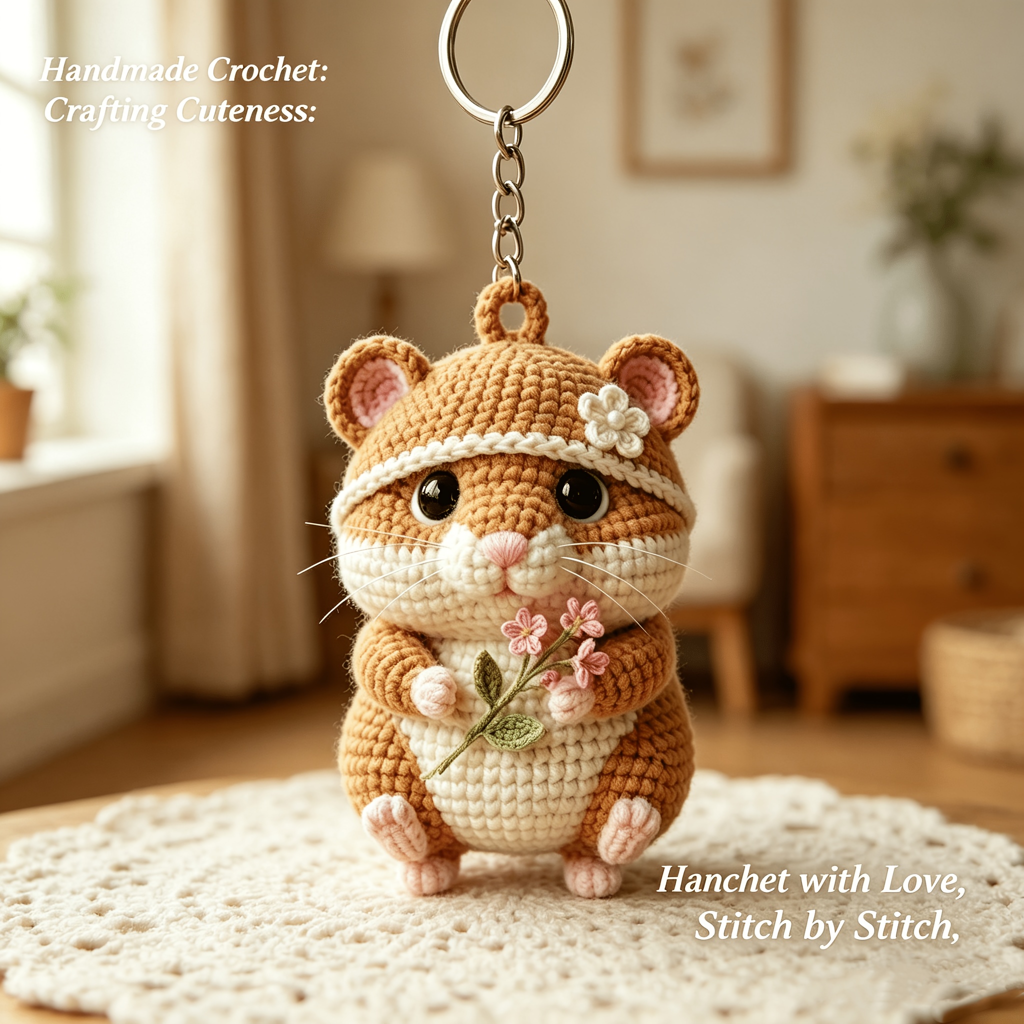 Beginner - Friendly Hamster Crochet Kit, Amigurumi/DIY Material Pack.The Pack Contains Crocheting Items And An English - Language Basic Crochet Tutorial Manual with Step - By - Step Instructions.It Can Be Used to Make Keychains, As Decorative-Hookcrafted