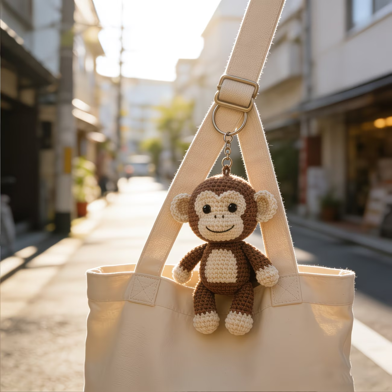 Cute Monkey Keychain Crochet Plush Kit for Beginners | DIY Amigurumi Stuffed Animal Set with Yarn, Hook & Step-by-Step Tutorial | Sweet Handmade Gift for Animal Lovers