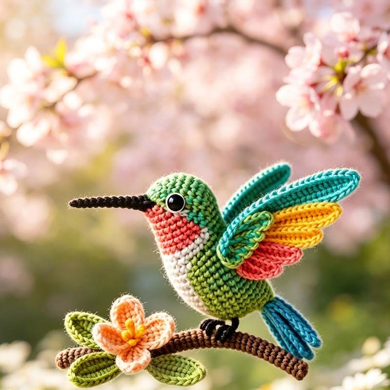 Crochet Kit for Beginners, DIY Hummingbird Amigurumi Crochet Kit with Step-by-Step Instructions, Complete Starter Kit with Yarn, Hooks & Accessories for Adults Kids, Handmade Craft Gift