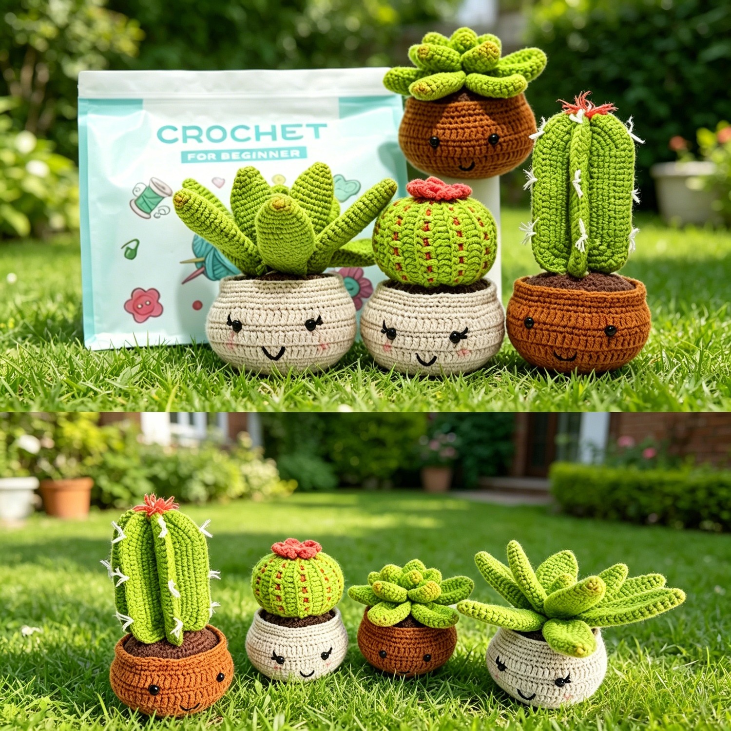 Succulent Crochet Kit for Beginners | DIY Amigurumi Set with Yarn, Hook & Video Tutorial | Hookcrafted