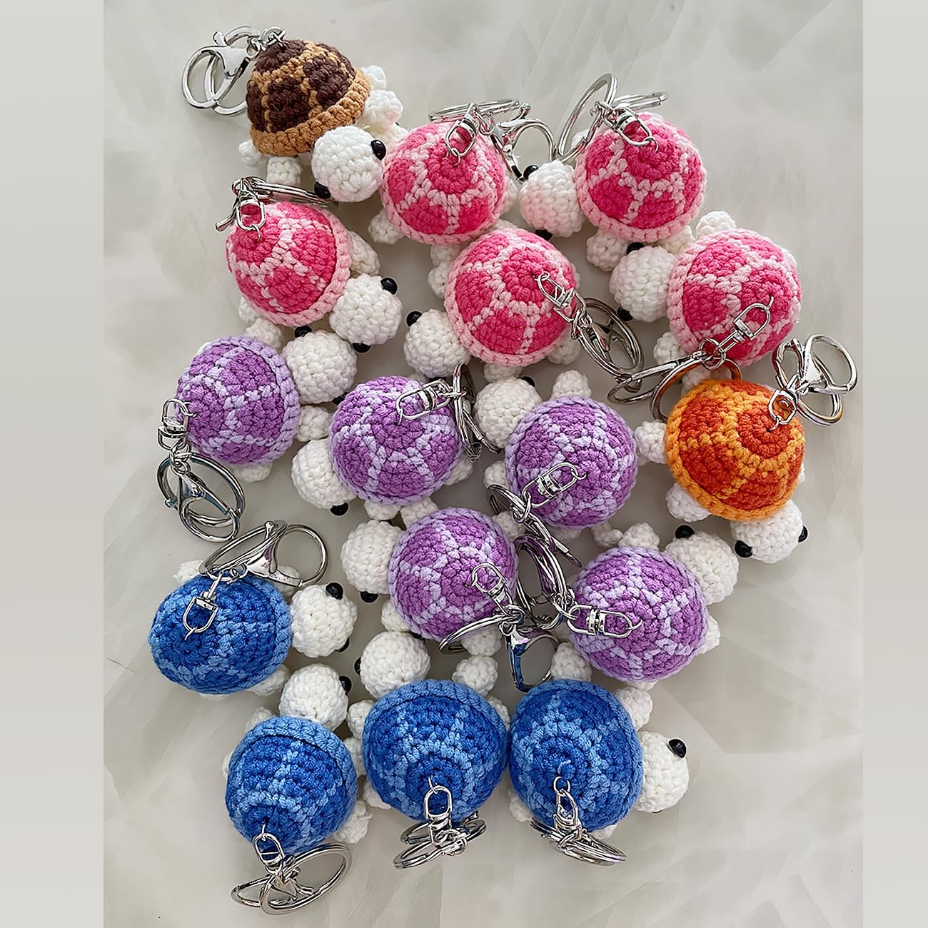 Mini Handmade Crochet Turtle Keychain Crochet Animal Turtles for Keyring Charm Handbag Bag Purse Pendant-Hookcrafted