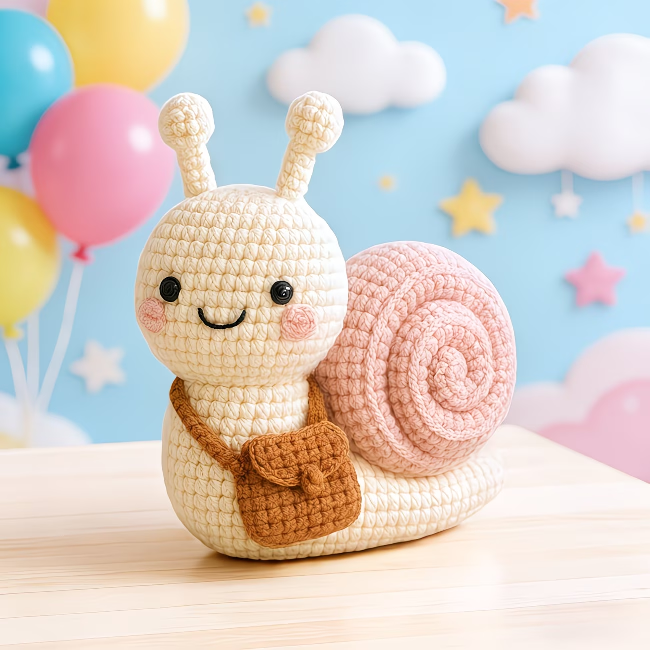 Cute Snail Crochet Plush Kit for Beginners | DIY Amigurumi Stuffed Animal Set with Yarn, Hook & Step-by-Step Tutorial | Sweet Handmade Gift for Nature Lovers